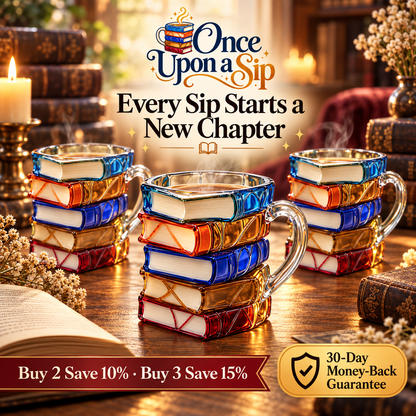 Stained Glass Book Stack Mug