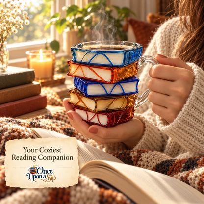 Stained Glass Book Stack Mug